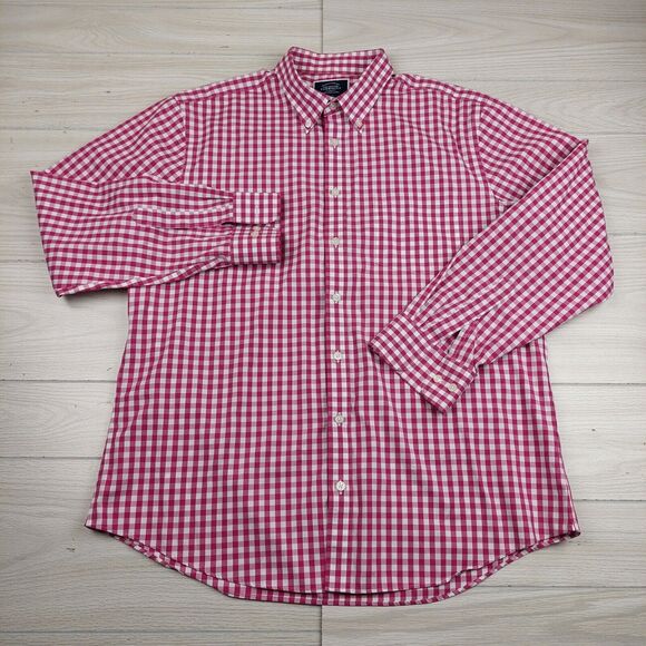 Charles Tyrwhitt Shirt Mens XL Pink Gingham Check Non Iron Slim Fit Preppy Dad - Picture 1 of 6